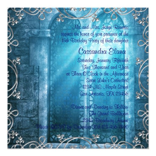 Royal Navy Blue White Quinceanera Personalized Invites