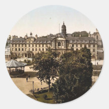 Royal Palace and hotel de ville, Caen, France clas Round Stickers