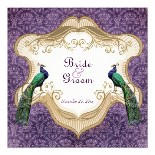 Royal Peacock Purple Wedding Invitation