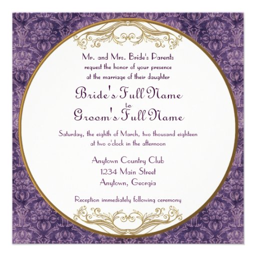 Royal Peacock Purple Wedding Invitation