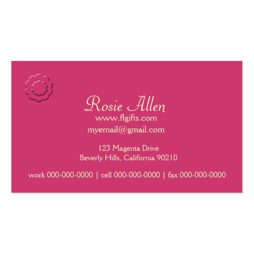 Royal Pink Flowers Business Card (back side)