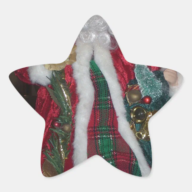 Royal Plaid Hohoho Santa Merry Christmas Star Sticker Zazzle