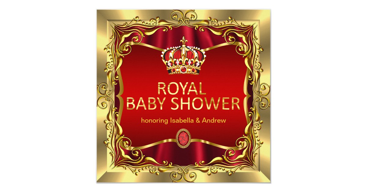 Royal Prince Or Princess Baby Shower Red Gold Card Zazzle