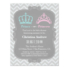 Royal Prince or Princess Gender Reveal Baby Shower 4.25x5.5 Paper Invitation Card