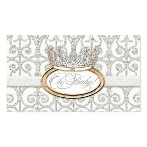 Royal Prince Princess Crown Baby Shower Favor Tags Business Card (front side)