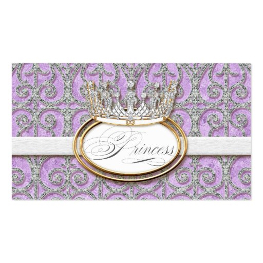 Royal Princess Crown Baby Girl Shower Favor Tags Business Card Template (front side)