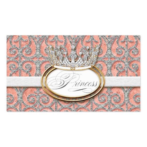 Royal Princess Crown Baby Girl Shower Favor Tags Business Card (front side)