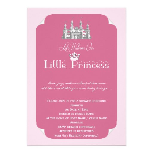 Royal Princess Pink Baby Girl Shower Invite