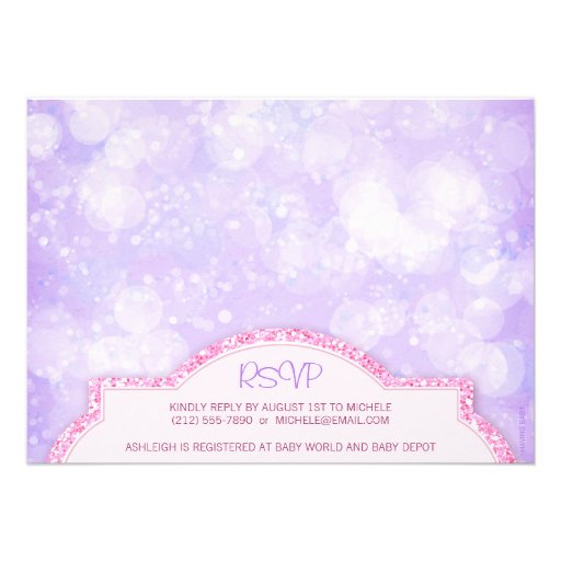 Royal Princess Pink Glitter and Purple Baby Shower Announcement