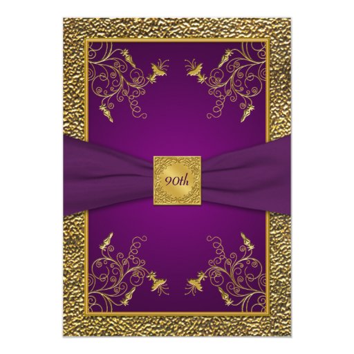 royal purple and gold 90th birthday invitation zazzle free invitation makers