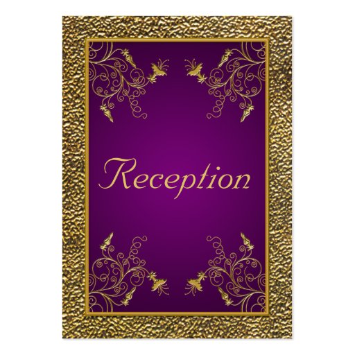 Royal Purple and Gold Floral Enclosure Card Business Card Templates (front side)