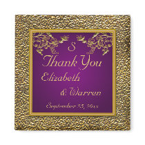 Royal Purple and Gold Floral Wedding Favor Magnet