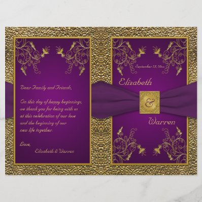 Royal Purple and Gold Medallion Wedding Program