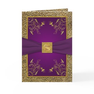 Royal Purple and Gold Thank You Card card