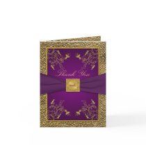 Royal Purple and Gold Thank You Note Card