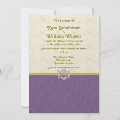 royal purple and gold wedding invitation card by funny tshirt