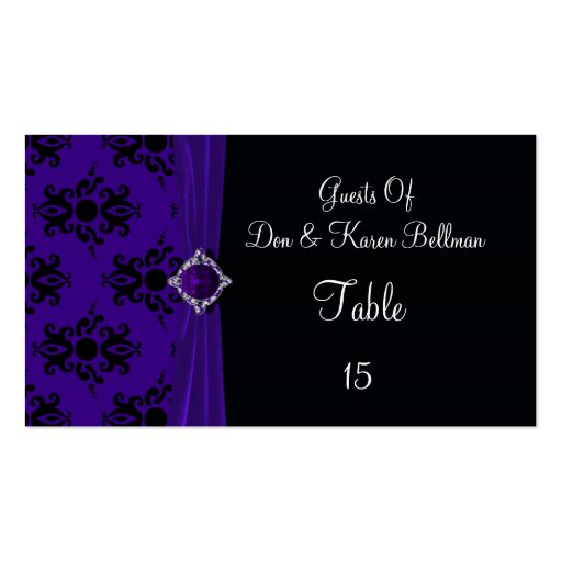 Royal Purple & Black Damask Place Business Card Templates
