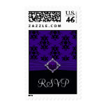 Royal Purple & Black Damask RSVP Postage Stamp