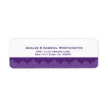 Royal Purple Damask Trim Wedding Ver D009 Labels