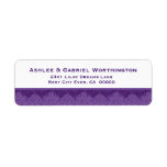 Royal Purple Damask Trim Wedding Ver S300 Return Address Labels