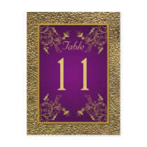 Royal Purple, Gold Floral Table Number Post Card
