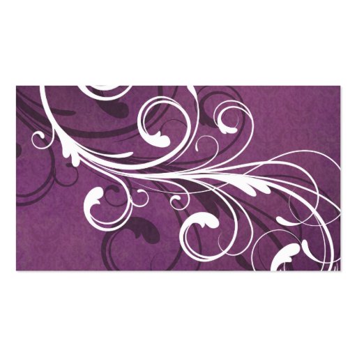 Royal Purple Grunge Damask Elegant Wedding Business Card Templates (back side)