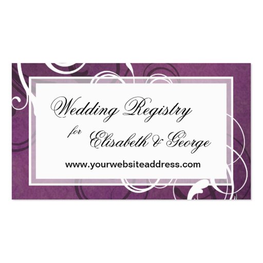 Royal Purple Grunge Damask Elegant Wedding Business Card Templates (front side)