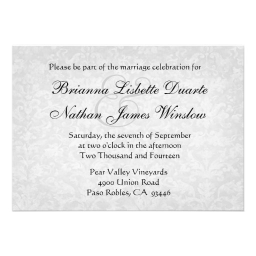 Royal Purple & Lavender Damask Wedding Invitation