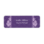 ROYAL PURPLE Swirl Damask Wedding Address Label
