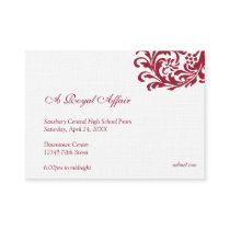 Royal red formal prom bid custom admission ticket business cards