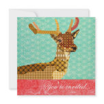 Royal Reindeer Turquoise Red Invitations