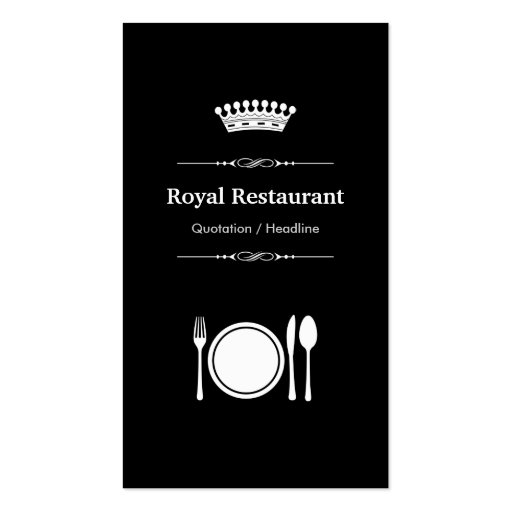 Royal Restaurant - Elegant Modern Black White Business Card Templates (front side)