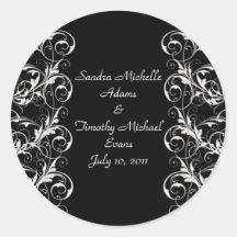 Royal Romance Black/Eggshell Wedding Seals Stickers