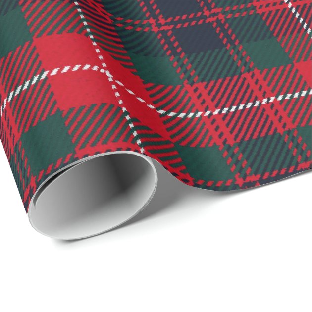 Royal Stewart Dark Red Tartan Pattern Wrapping Paper 3/4
