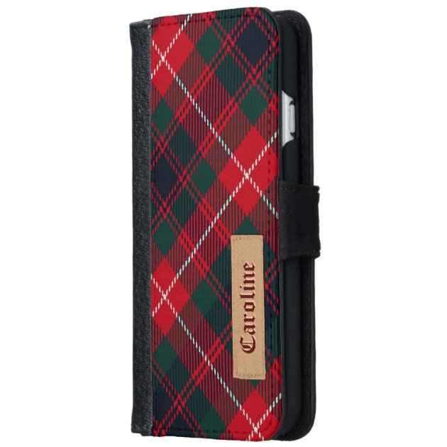 Royal Stewart Girly Tartan Pattern - Custom Name iPhone 6 Wallet Case