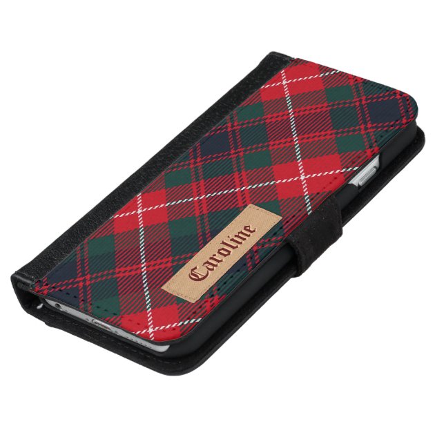 Royal Stewart Girly Tartan Pattern - Custom Name iPhone 6 Wallet Case-5