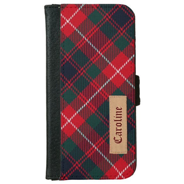 Royal Stewart Girly Tartan Pattern - Custom Name iPhone 6 Wallet Case