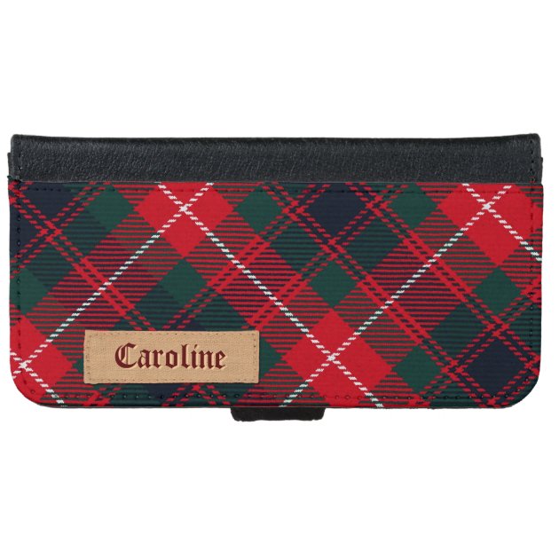 Royal Stewart Girly Tartan Pattern - Custom Name iPhone 6 Wallet Case-4