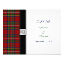 Royal Stuart Tartan Celtic Wedding Response Card Personalized Announcements