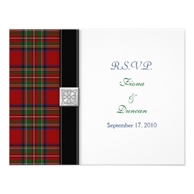Royal Stuart Tartan Celtic Wedding Response Card Personalized Announcements