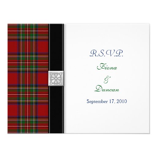 Royal Stuart Tartan Celtic Wedding Response Card Personalized Announcements