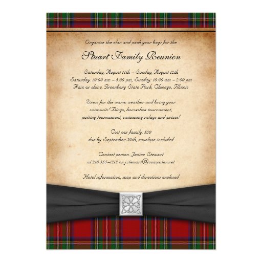 Royal Stuart Tartan Family Reunion Invitation (front side)