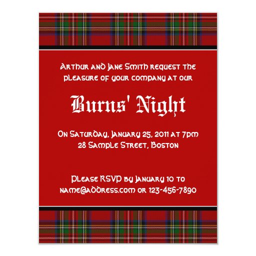 Royal Stuart Tartan Robbie Burns Night Invitation | Zazzle