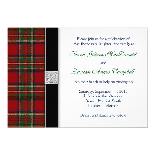 Royal Stuart Tartan Wedding Invitation