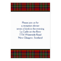 Royal Stuart Tartan Wedding Reception Card Business Card Templates