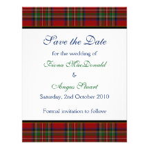Royal Stuart Tartan Wedding Save the Date Card Custom Invites