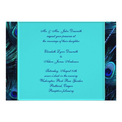 Royal Teal Blue Peacock Wedding Invitations