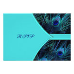 Royal Teal Blue Peacock  Wedding RSVP Personalised Invite