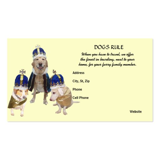 Royal Treatment Dog Boarding Business Card Zazzle