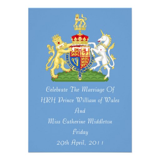 Royal Wedding Coat Of Arms Invitation (Blue)